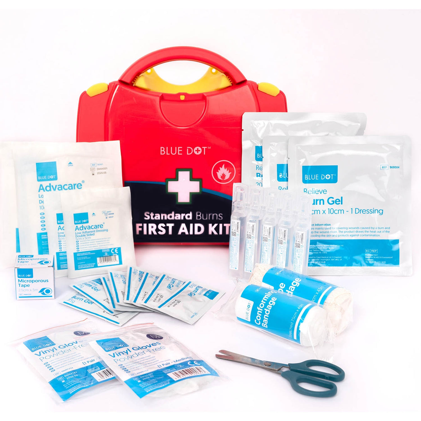 Blue Dot Standard Burns First Aid Kit - Workplace Burn Treatment Kit for Scalds, Sunburn & Minor Burns