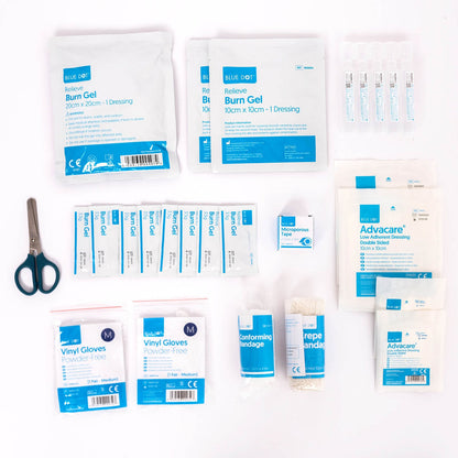 Blue Dot Standard Burns First Aid Kit - Workplace Burn Treatment Kit for Scalds, Sunburn & Minor Burns