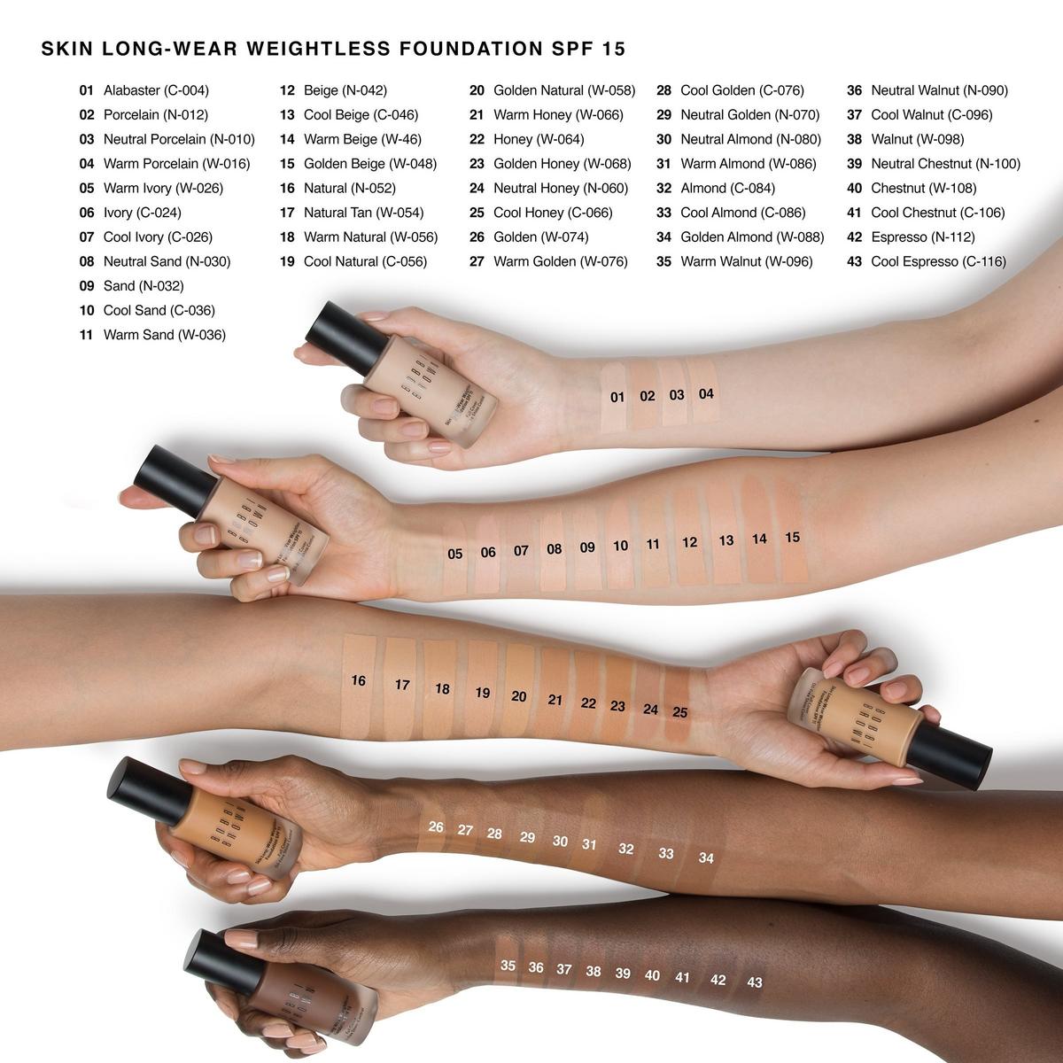Bobbi Brown Skin Long-Wear Weightless Foundation SPF15 13ml – Full Coverage Natural Matte Liquid Foundation