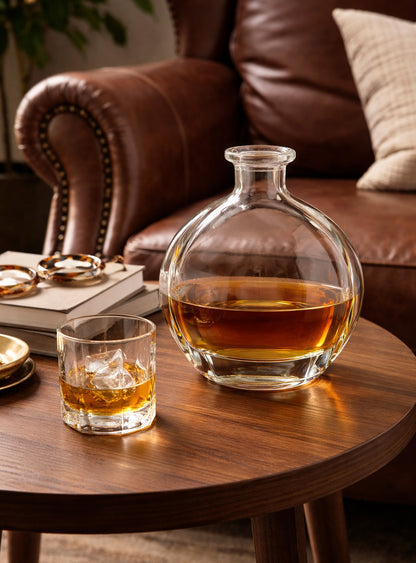 Bohemia Crystal 22oz (650ml) Whiskey Decanter – Hand-Blown Czech Crystal Glass