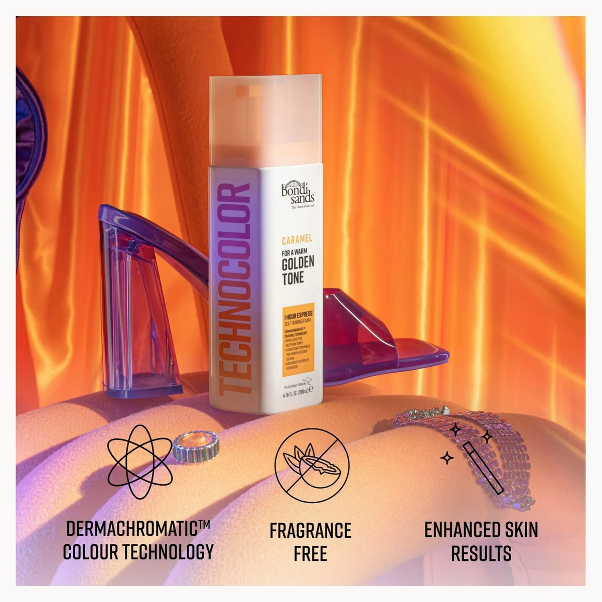 Bondi Sands Technocolor 1 Hour Express Self Tanning Foam - Caramel 200ml (Brand New - No Lid)
