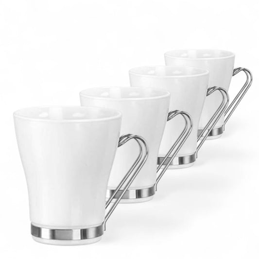 Bormioli Rocco Aromateca White Oslo Coffee/Tea Mug 23.5 cl Set of 4 in White Opal Glass
