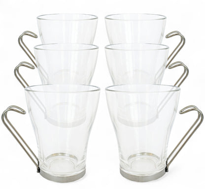 Bormioli Rocco Oslo Large Coffee/Tea Mug Set of 6 in Clear Glass - 320ml / 11oz
