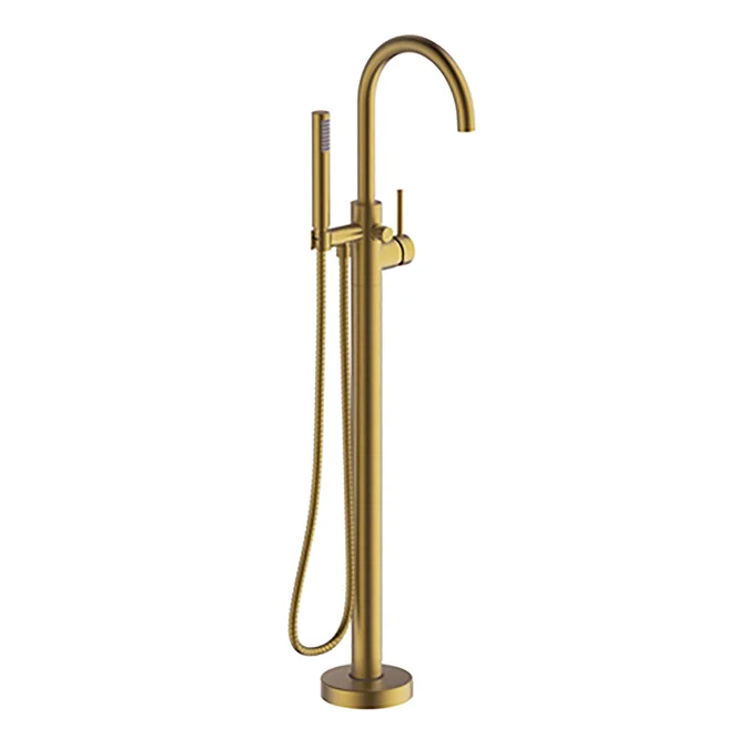 Britton Hoxton Floor Standing Mono Bath Shower Mixer Brushed Brass BRT-HOX.009BB