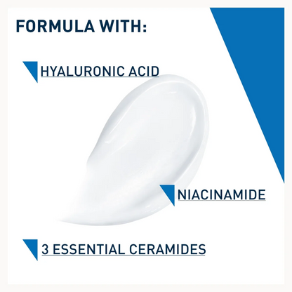 CeraVe AM Facial Moisturising Lotion SPF30 swatch with ingredients listed on a white background