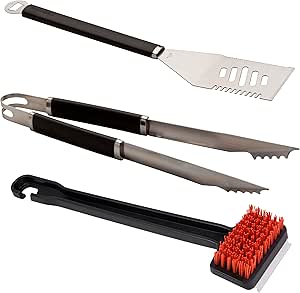 Char-Broil 140768 - 3 Piece Essential Grilling Tool-Set, Black/Stainless Steel, 41x12x3 cm
