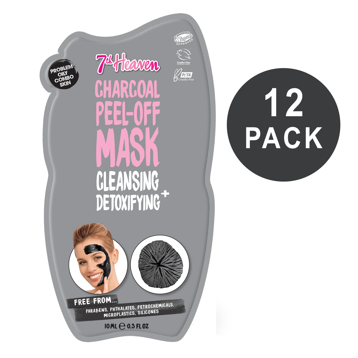 12 x 7th Heaven Charcoal Detox Peel-Off Face Masks – Vegan & Cruelty Free
