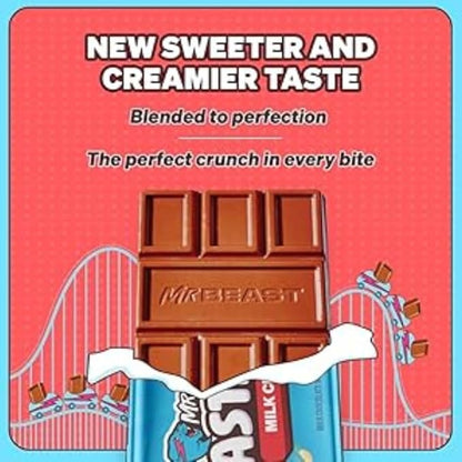 10 x Feastables MrBeast Milk Crunch Chocolate Bars with Puffed Rice – (60g Each)