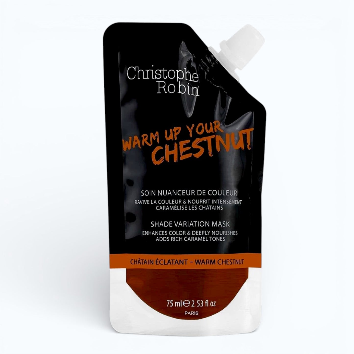 Christophe Robin chestnut hair color mask packaging on a white background