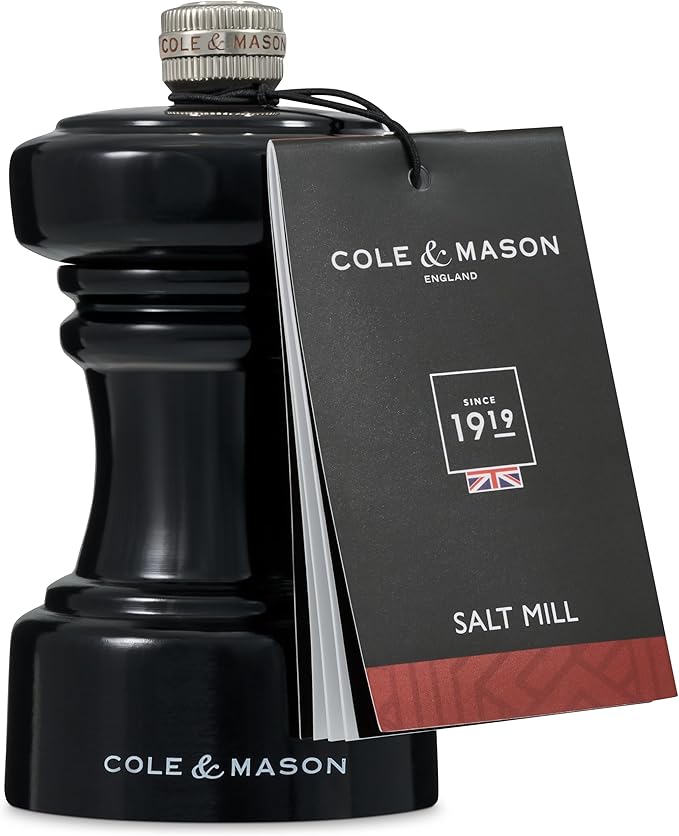 Cole & Mason London 104mm Black Wood Hoxton Salt Mill