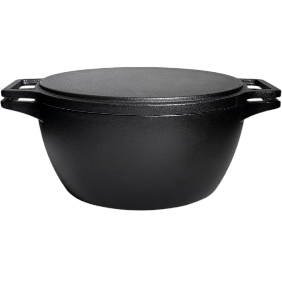 CrushGrind® 4-in-1 Cast Iron Dutch Oven 6.5L – Casserole / Grill Pan, Bread Dome & Pizza Stone in One