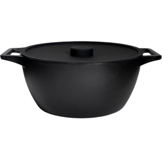 CrushGrind® 4-in-1 Cast Iron Dutch Oven 6.5L – Casserole / Grill Pan, Bread Dome & Pizza Stone in One