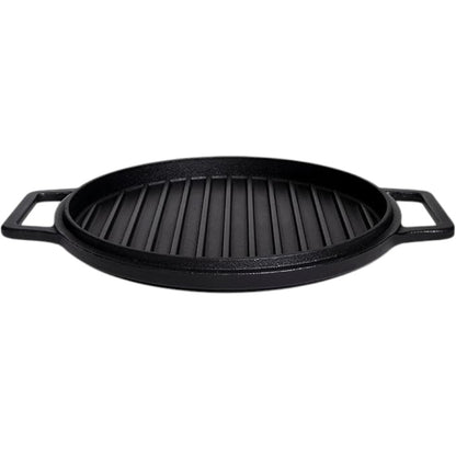 CrushGrind® 4-in-1 Cast Iron Dutch Oven 6.5L – Casserole / Grill Pan, Bread Dome & Pizza Stone in One