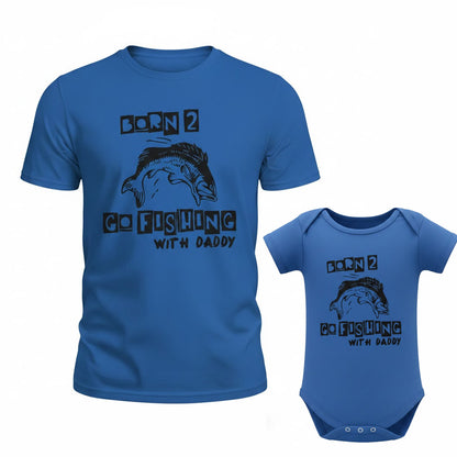 Daddy & Baby Matching Set - T-Shirt & Onesie - Gone Fishing - Blue