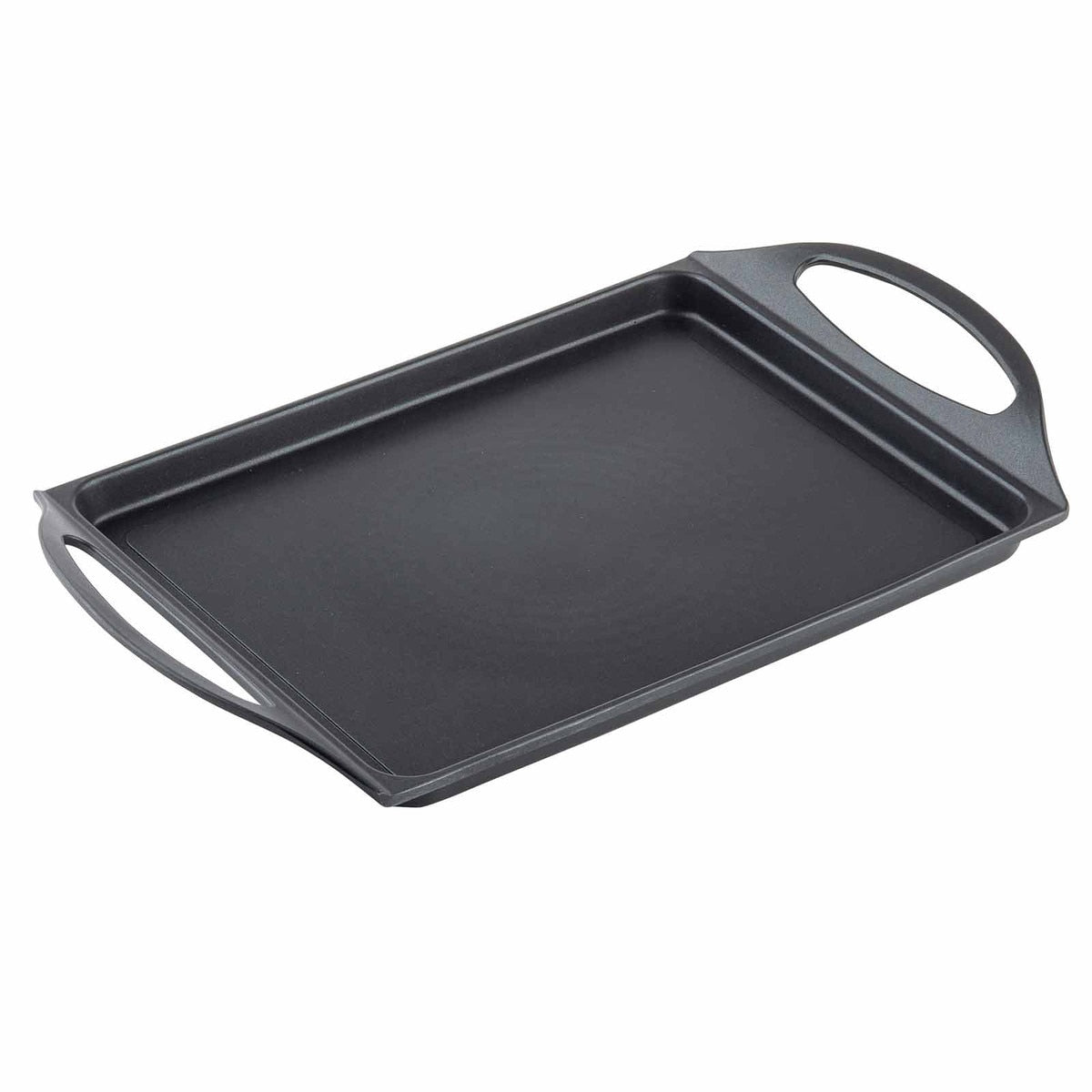 Die Cast Aluminium Non-Stick Flat Griddle Pan with handles on a white background
