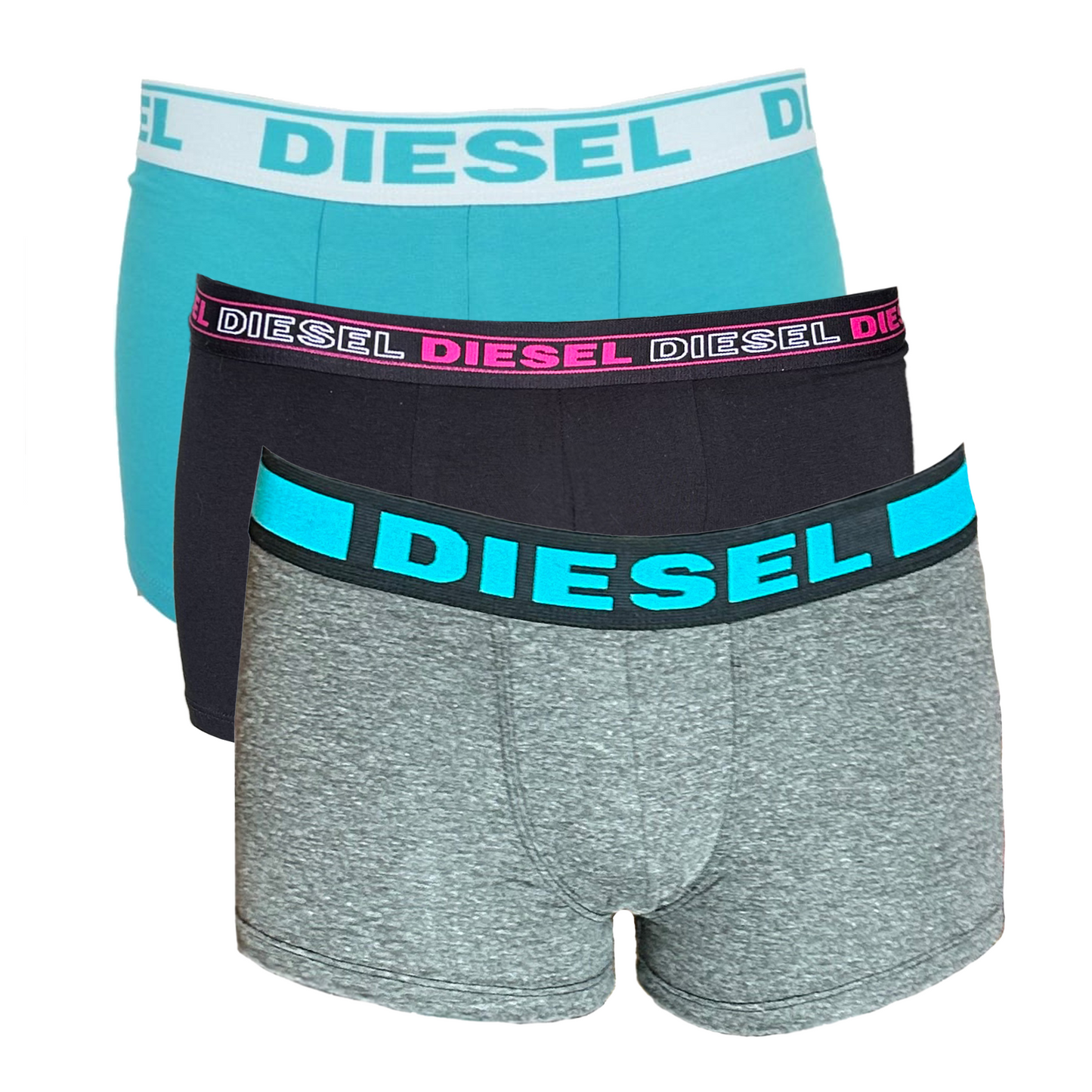 Diesel Men’s Boxer Shorts 3-Pack underwear – Cotton Stretch Trunks Choice of Colours  (M, L, XL)