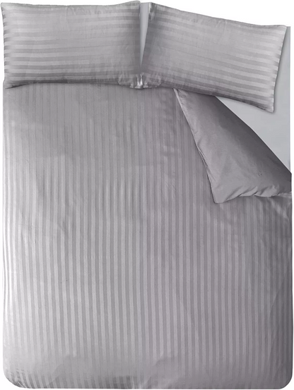 Sleepdown Hotel Collection Satin Stripe 235 Thread Count Pure Cotton KING SIZE Duvet Set