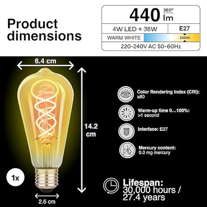 4W Crown LED Bulb – 2000K Extra Warm White – 220–240V AC