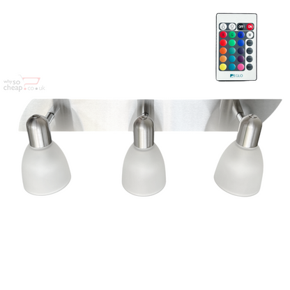 Eglo Enea-C 3 Bulb Bar Spotlight Dimmable – E14-Led RGB Bulbs Included – Matt Nickel SKU 75375