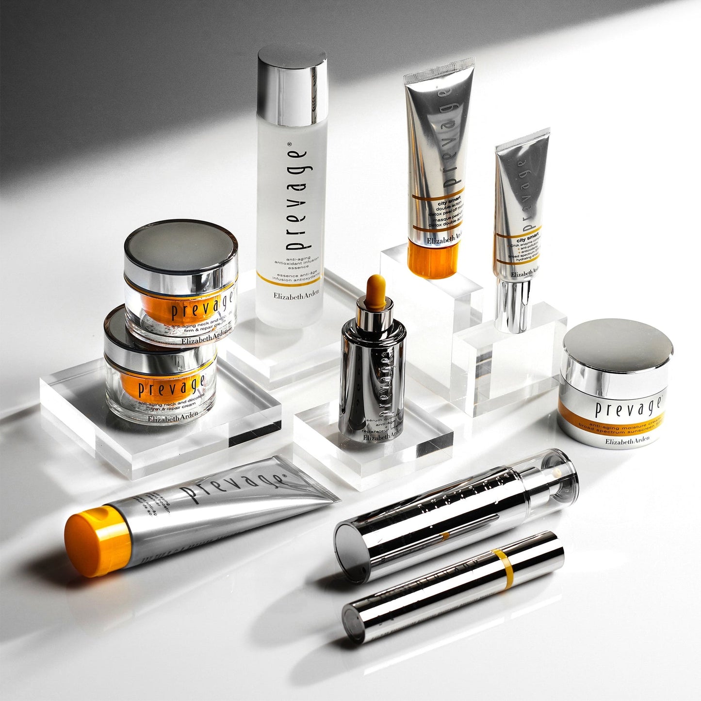 Collection of Prevage skincare products on a white background