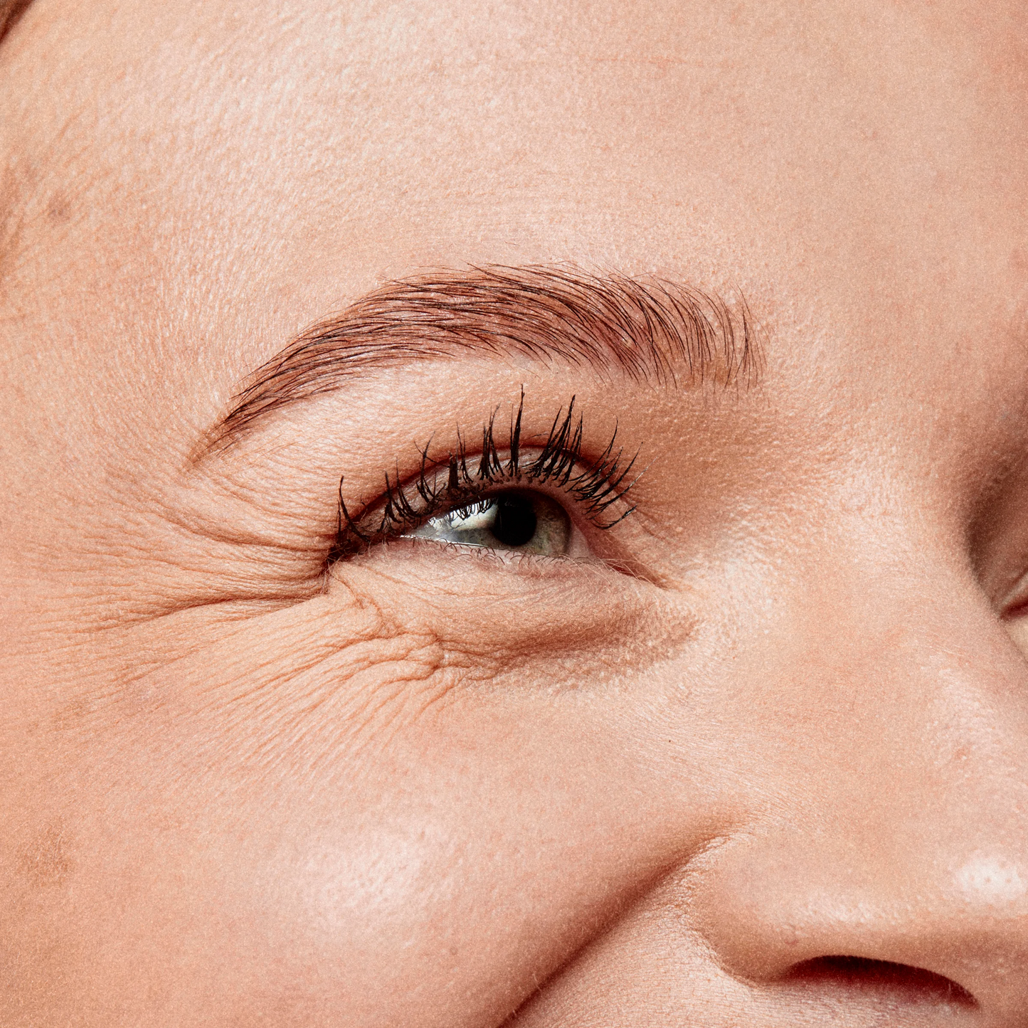 Close-up of a person's eye with Eyeko Fluffy Brow gel applied