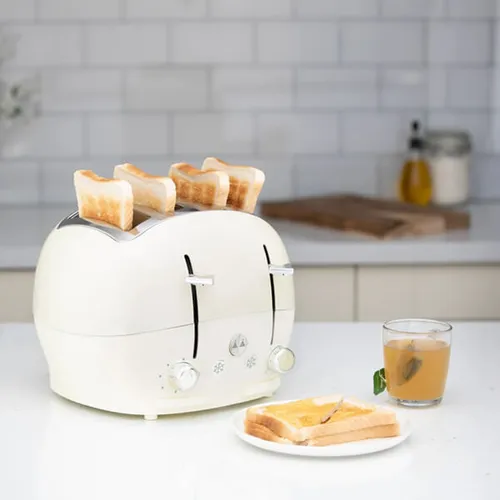 FUNKY Chunky LARGE Retro 4-slice Toaster, Extra Wide & Deep Slots, 6 Browning Levels - Cream