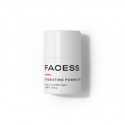 Facess hydrating power serum packaging on a white background
