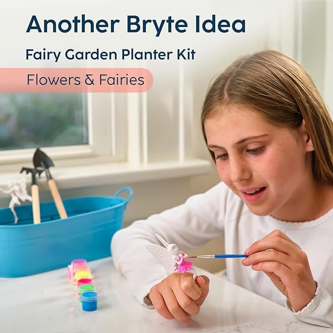 Bryte Fairy Garden & Flower Growing Kit inc Planter, Figurines, Seeds, Soil, Tools & More