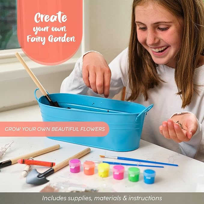 Bryte Fairy Garden & Flower Growing Kit inc Planter, Figurines, Seeds, Soil, Tools & More