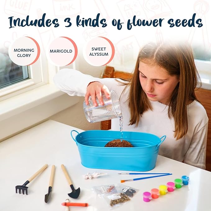 Bryte Fairy Garden & Flower Growing Kit inc Planter, Figurines, Seeds, Soil, Tools & More