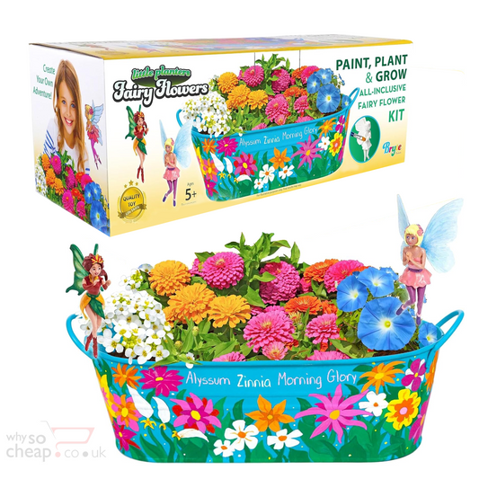 Bryte Fairy Garden & Flower Growing Kit inc Planter, Figurines, Seeds, Soil, Tools & More