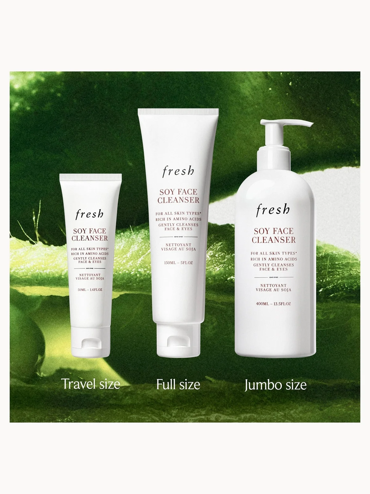Fresh Soy Face Cleanser 400ml | Jumbo Size Gentle Daily Face Wash | Hydrating Soy Amino Acid Cleanser for All Skin Types