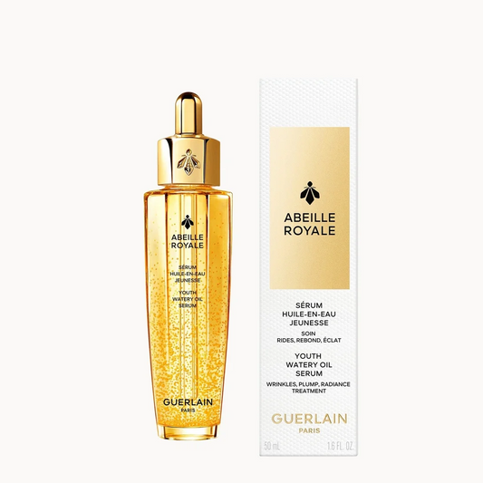 Abeille Royale Guerlain serum bottle and packaging on a white background