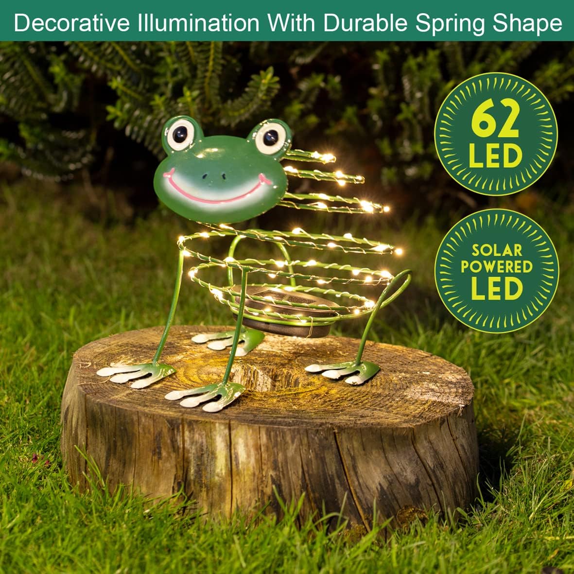 GardenKraft 62 LED Light Frog Solar Wire Ornament