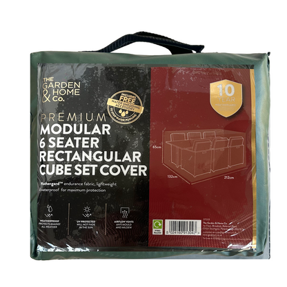 Garden & Home Co Premium Modular 6 Seater Rectangular Cube Set Cover 212 x 132 x 65cm - Green