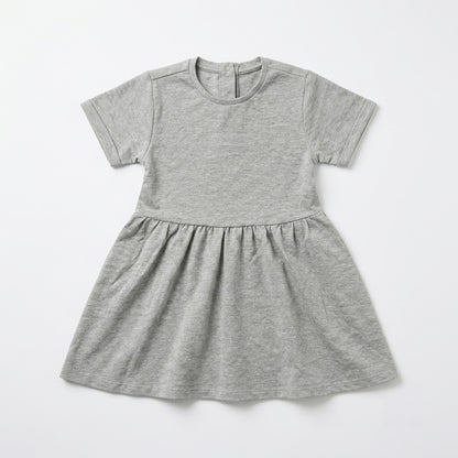 Girls Short Sleeve A-Line Cotton Jersey Dress - Grey