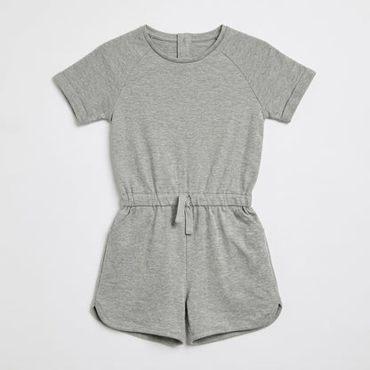 Girls Sleeveless Cotton Playsuit - Grey