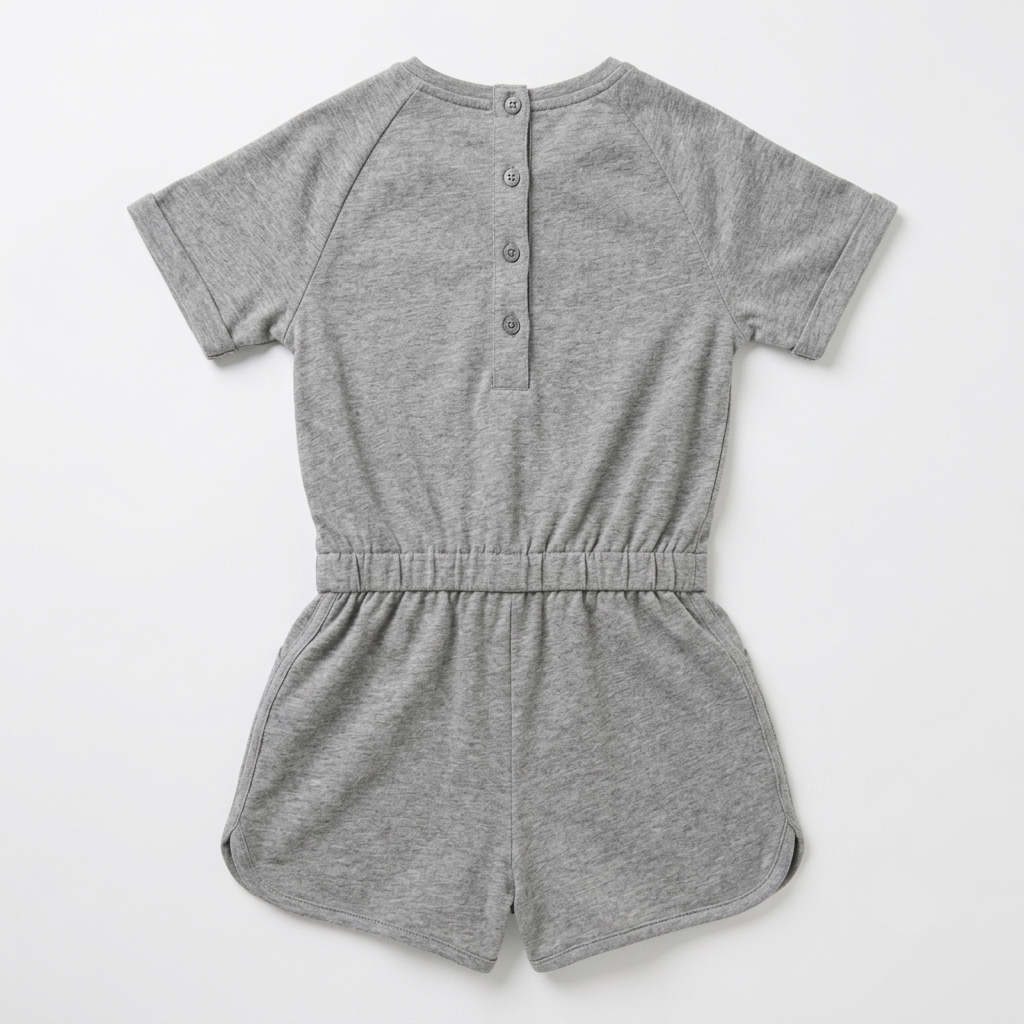 Girls Sleeveless Cotton Playsuit - Grey