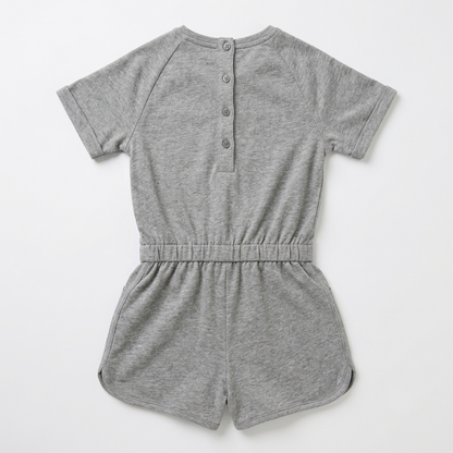 Girls Sleeveless Cotton Playsuit - Grey