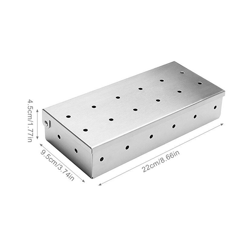 GoodHome BBQ Smoker Box Stainless Steel 22cm for Gas & Charcoal Barbecues