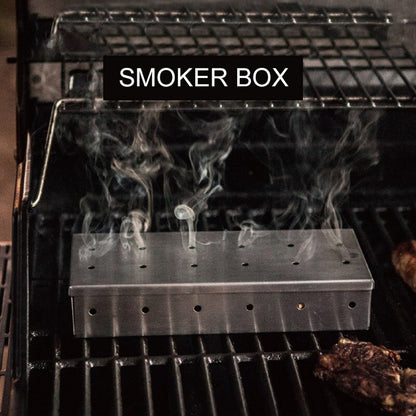 GoodHome BBQ Smoker Box Stainless Steel 22cm for Gas & Charcoal Barbecues
