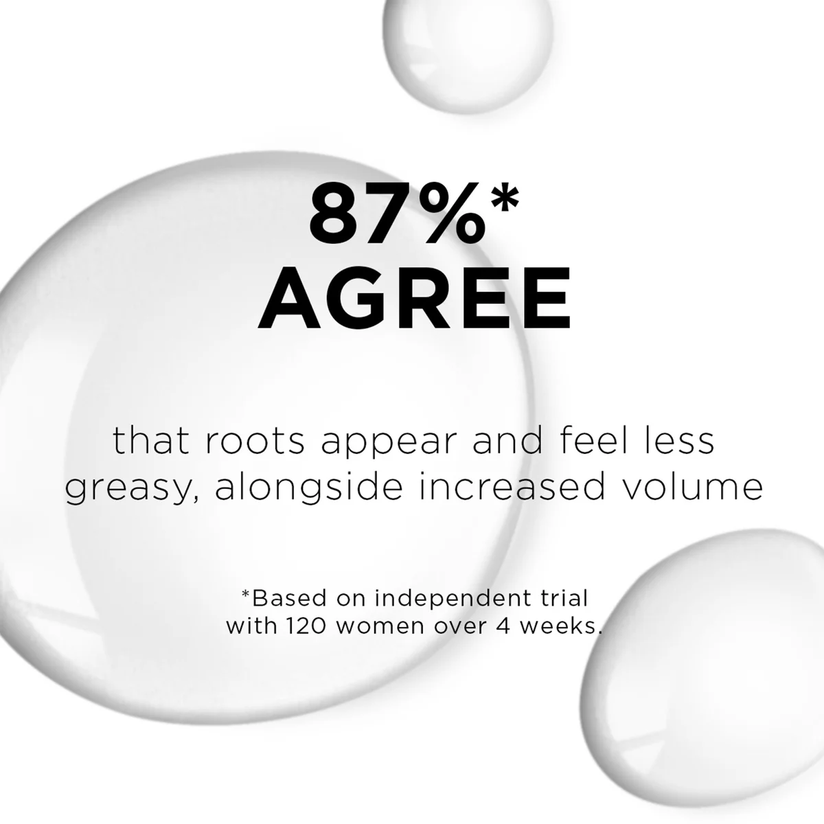 Text overlay on a white background with bubbles, indicating a product's effectiveness.
