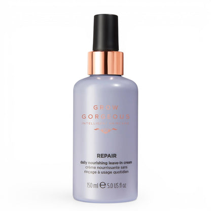 Bottle of 'Grow Gorgeous' repair cream on a white background