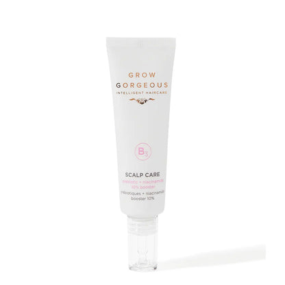 Tube of 'Grow Gorgeous' scalp care product on a white background