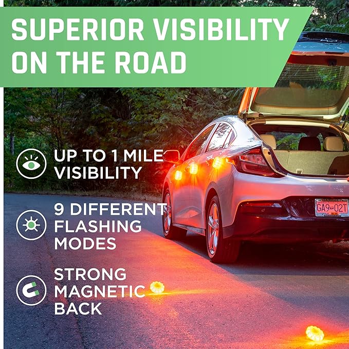 HOKENA 11 Piece LED Roadside Emergency Kit - Inc LED Flares, Thermal Blankets, Window Breaker & Seatbelt Cutter