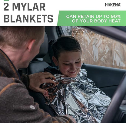 HOKENA 11 Piece LED Roadside Emergency Kit - Inc LED Flares, Thermal Blankets, Window Breaker & Seatbelt Cutter
