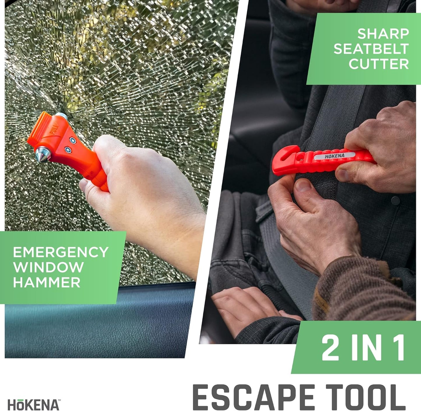 HOKENA 11 Piece LED Roadside Emergency Kit - Inc LED Flares, Thermal Blankets, Window Breaker & Seatbelt Cutter