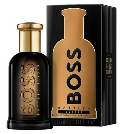 HUGO BOSS BOSS Bottled Elixir Parfum Intense for Him 50ml | Long-Lasting Woody Mens Fragrance with Cedarwood & Vetiver | Ambery Spicy Mens Aftershave