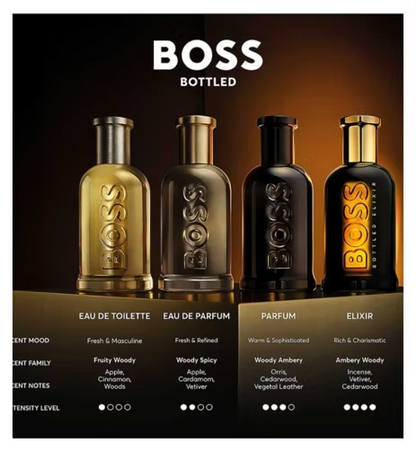 HUGO BOSS BOSS Bottled Elixir Parfum Intense for Him 50ml | Long-Lasting Woody Mens Fragrance with Cedarwood & Vetiver | Ambery Spicy Mens Aftershave