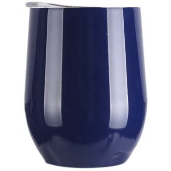 Blue tumbler with a white interior on a white background